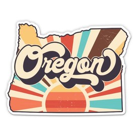 Oregon Retro Style State Vinyl Sticker - Car Window Bumper Laptop - 5"