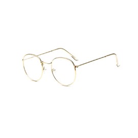 TECH-LINE-DIRECT Woman Glasses Optical Frames Retro Metal Round Gold Frame Clear Lense