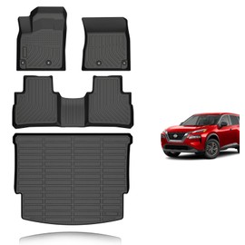 KELCSEECS All Weather Floor Mats & Cargo Liner for 2024 2023 2022 2021 Nissan Rogue(Not Fit Sport Models) Car Mats Automotive Cargo Mats Floor Liners Trunk Mat Nissan Rogue Floor Mats Trunk Liner
