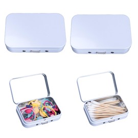 WTYONZEL 2Pcs Hair Tie Container,Small Portable Cotton Swab Holder With Mirror,Bathroom Storage Organizer, Qtip Dispenser, Travel Cotton Swabs Dispenser, Kids Hair Accessory Box for Bathroom(White)