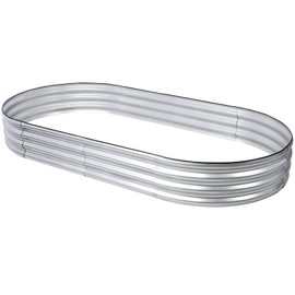 7x3x1 FT Galvanized Raised Garden Bed,Outdoor Oval Metal Planter Box,Large Raised Garden Bed,Vegetables Growing Planter for Backyard Patio Gardener