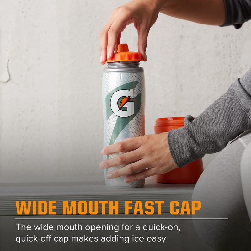 Gatorade Insulated Plastic Squeeze Bottle For Sports, Black, 30oz