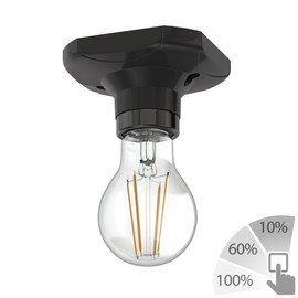 ledscom.de Elektra Ceiling Light Black Square Including E27 LED Lamp 1020 lm White 3 Levels Dimming without Dimmer with Light Switch