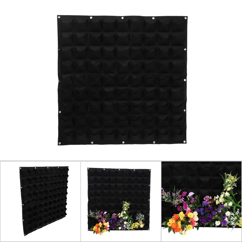 81 Pockets Vertical Felt Garden Plant Growing Container Bags Wall