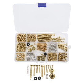 Electric Guitar Screw Set, Multiple Sizes, Metal Repair Tool Kit for Guitars with Screws, Washers and Springs, Repair Fixings (Gold)