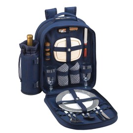 Picnic at Ascot Original Equipped 2 Person Picnic Backpack with Cooler & Insulated Wine Holder- Designed & Assembled in the USA