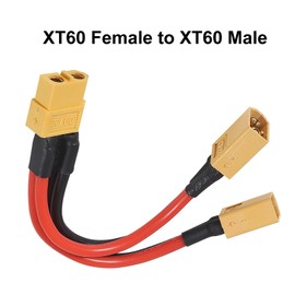 Coliao 2pcs XT60 Parallel Battery Connector 1 Female to 2 Male Cable Extension Y Splitter for RC Mode Helicopter Quadcopter