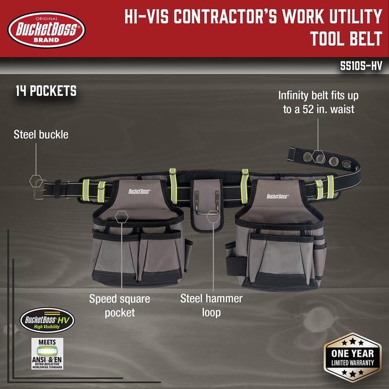 Bucket Boss 2 Tool Bag Tool Belt, Made from Durable