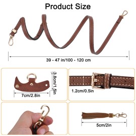 LAGAHS Longchamp Mini Bag Strap, Leather Strap with 1PC Charm, Punch-Free Adjustable Bag Strap for Crossbody Handbags for Women(Cognac, Gold Hardware)