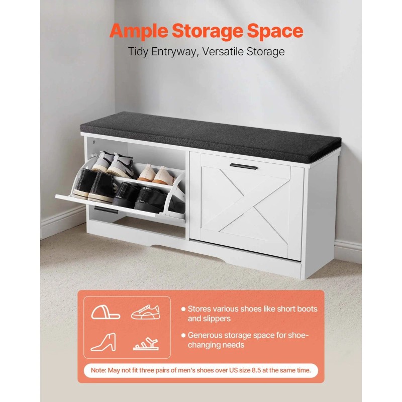 Home Furniture Shoe Rack Bench With Cushioned Seat 39.4 X