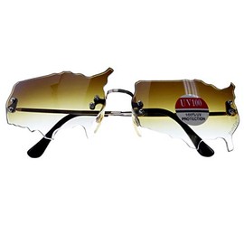 Mi Amore UV protection United States of America design Rimless-Sunglasses Gold-Tone & Brown