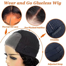 Maytune Reddish Brown Bob Wig Human Hair Deep Wave Glueless Wigs Pre Plucked Pre Cut Wear and Go Glueless Curly Bob Wigs Human Hair #33 HD Lace 8Inch