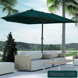 GLDDFDG Patio Umbrella Replacement Canopy 12 Ribs for 15'X9' Double Sided Patio Umbrella - Outdoor Market Umbrella Top Waterproof for Deck, Market, Backyard (Canopy Only),Dark green