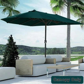 GLDDFDG Patio Umbrella Replacement Canopy 12 Ribs for 15'X9' Double Sided Patio Umbrella - Outdoor Market Umbrella Top Waterproof for Deck, Market, Backyard (Canopy Only),Dark green