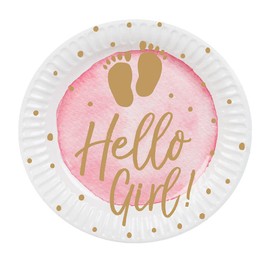 Boland Hello Girl 53244 Party Plates 10 Pieces Size 18 cm Eco-Friendly Party Tableware 100% Paper Birthday Baby Shower