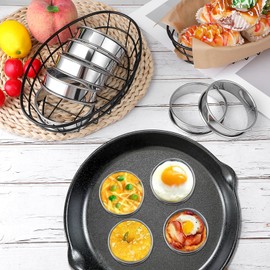 Tobeelec 20 Pcs English Muffin Rings, Stainless Steel Crumpet Rings, Non Stick Double Rolled Muffin Ring for Baking Fluffy Muffins, Pancakes, Pastry, Omelette, Metal Round Ring Pastry Ring for Baking