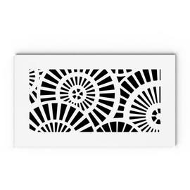 SABA Air Vent Cover Grille - Acrylic Plexiglass 4" x 6" (6"x8" Overall) White Finish Decorative Register Covers for Walls and Ceilings NOT for Floor USE, Waterwheel (Silicone Installation, 4" x 6")