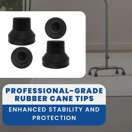 Gadgetime USA - 2 Pack 1/2 Inch Rubber Cane Tips, Black Walking Cane Accessories - Universal Fit Rubber Tips for Walking Canes, Heavy Duty Non-Slip Replacement Tips