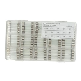 15 Values x 10 Pieces, Total 150 Pieces,6 x 30mm Fast-Blow Glass Fuse Assortment Boxed Including (0.25A 0.5A 1A 2A 3A 4A 5A 6A 7A 8A 10A 15A 20A 25A 30A)
