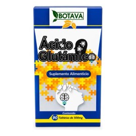 Acido Glutamico 90 Tabletas Botava 500 Mg Suplemento                                                                                                  