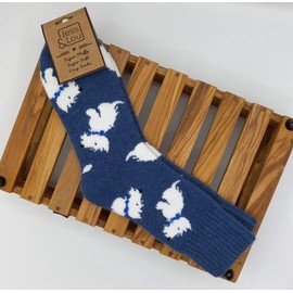 Jess & Lou Womens Westie Dogs 4-7 Cosy Socks 1 Pair (Blue)