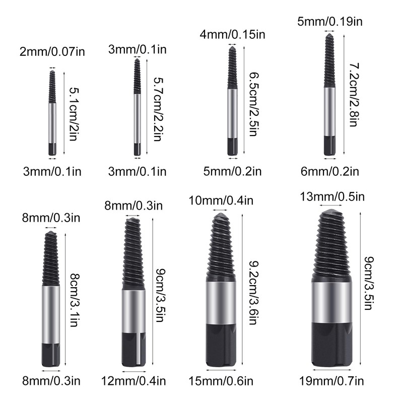 FINEASY 8 Piece Screw Extractor Set Professional, Left Extractor Set