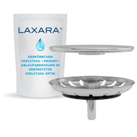 LAXARA Flexlok Telescopic Siphon for Space-Saving Kitchen Sinks / Sinks Universal Flexibility with Recycled Plastic (Strainer Basket 80 mm + Magnetic Cover)