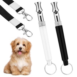 LIQWEI Pack of 2 Dog Whistles Rütter Recall Dog Whistle High Frequency Silent Metal Dog Whistles Dog Training Dog Whistle with Lanyard Adjustable Quiet Dog Whistle Device for Dog Training