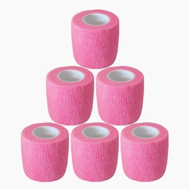 Hysiwen 6 Pack 2" x 5 Yards Self Adhesive Bandage Breathable Cohesive Wrap Self Adherent Vet Tape Self Stick Bandage Wrap for Sports, Athletic, Wrist, Ankle(Pink)