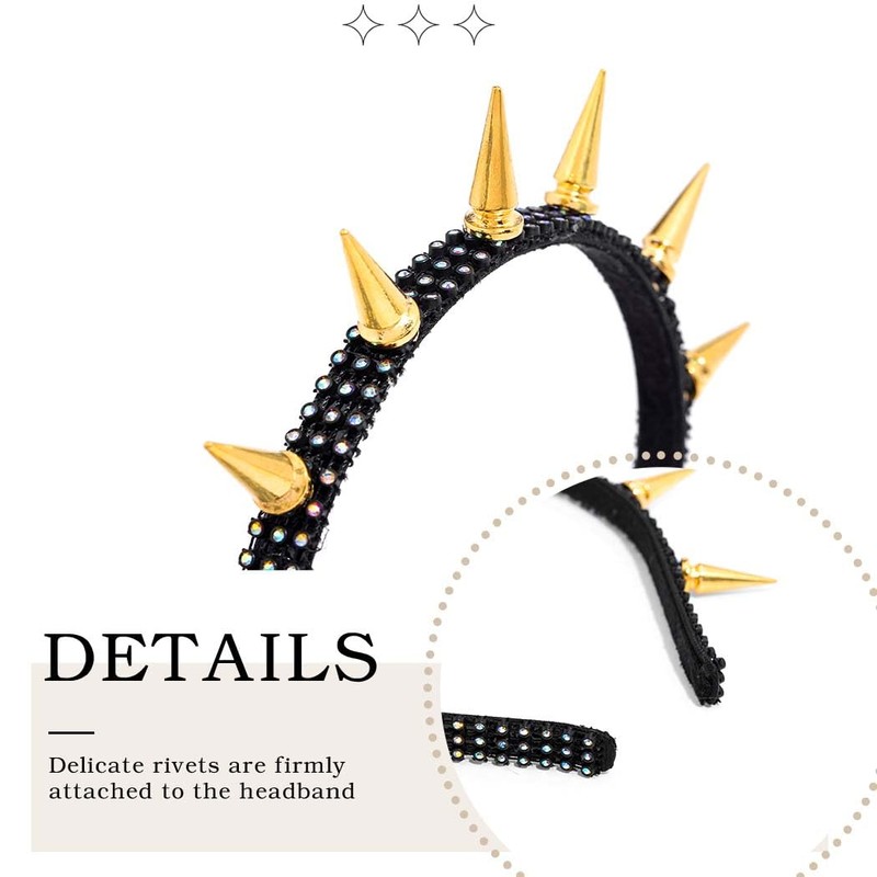 Maeaccx Gold Spiked Headband for Women, Punk Gothic Headwear, Spiky