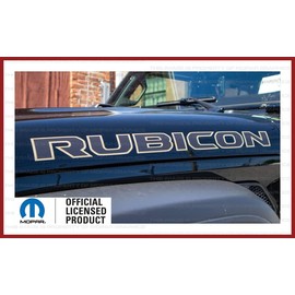 Decal Mods Rubicon Hood Graphic Vinyl Decal fits Jeep Rubicon/Gladiator JL/JT (2018-2024) Black w/392 Bronze Outline FB392O (Set of 2) | FJ5S3