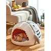 QWINEE Cat Mat Shark-Shaped Kennel Kitten Bed Hideout House Warm