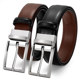 JASGOOD Reversible Boys Belt for Kids Girls Leather Dress Belt for School Uniform Jeans Pants 1.37”Wide,Black/Coffee