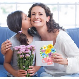 80UncleKimby 36 Set Mothers Day DIY Craft for Kids - Flower Card Making Kit with Greeting Cards Stickers Envelopes Set Gifts for Classroom School Activities