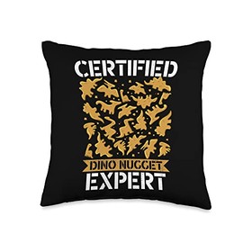 Dino Nuggets Crew Outfits Certifed Dino Expert Chicken Nugget Kids Throw Pillow, 16x16, Multicolor