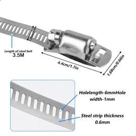 Hose Clamps, 9.84 Ft 304 Stainless Steel Hose Clips, Metal Straps Hose Pipe Clips Clamps, Worm Gear Band Screw Clamps Strapping for Pipe Plumbing Tube, with 10 Fasteners (9.84 Ft with 10 Fasteners)