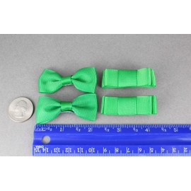 Green 4 small Bows 2 inches wide barrette alligator hair clip set of 4 bows ribbon bows