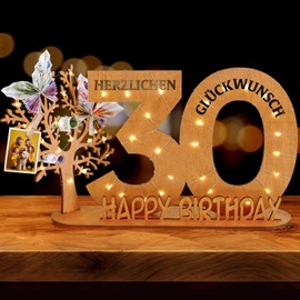 WAREHOUSE Original Birthday Gift Women & Men - Money Gifts Birthday with Wooden Sign Guest Book Birthday Decoration Birthday Numbers Wooden Sign Guests (30)