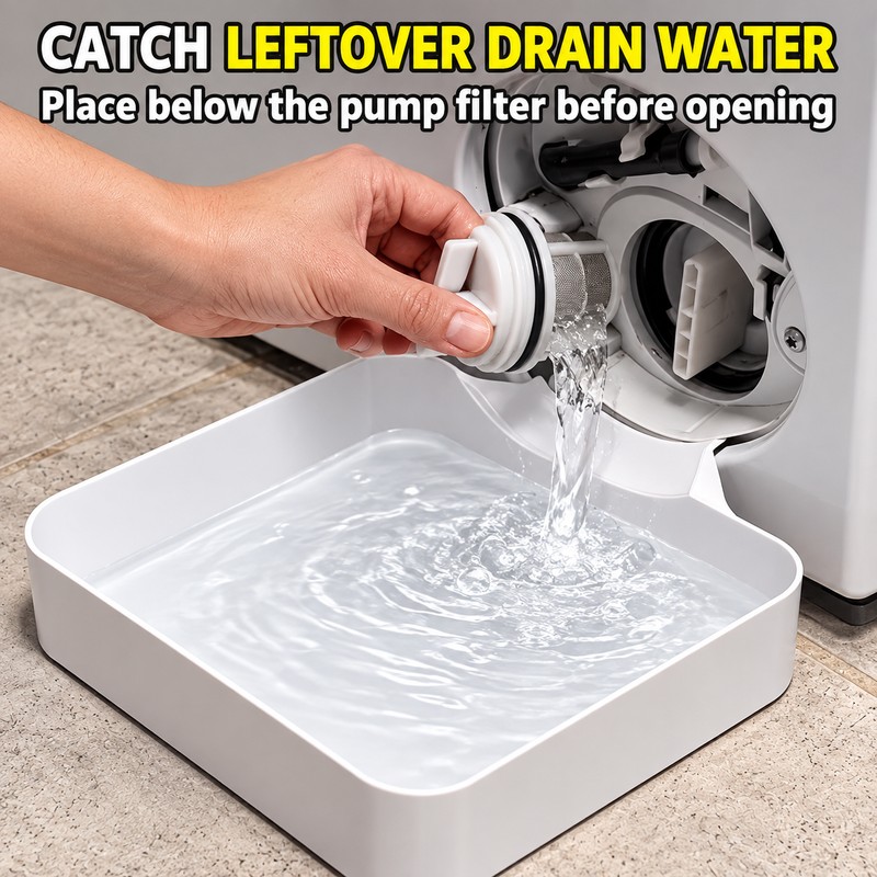 Washing Machine Drain Water Collection Tray, 7 Inch Lint and