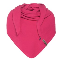 KNIT FACTORY - Liv Triangular Scarf - Scarf for Women - Soft Muslin Scarf - For Spring and Summer - 100% Organic Cotton, fuchsia