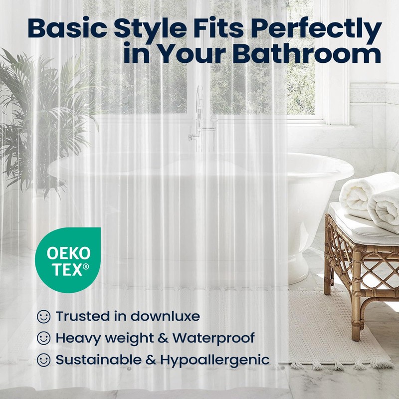 downluxe Set of 2 Clear Shower Curtain Liner, PEVA Heavy