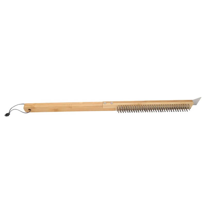 Long Pizza Oven Brush with Scraper Mounted Metal Bristles Pizza