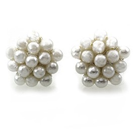 Flower Style Earrings Stud Post Faux Pearl Costume Fashion Jewelry Wedding Bride Bridesmaid
