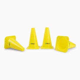 Splay Club Plastic Traffic Cones | Safety Cones for Field Practice, Outdoor Games, Fitness Training, Agility Set, Parking Markings | Cones with Waterproof Surface | Yellow Colour – Pack of 4