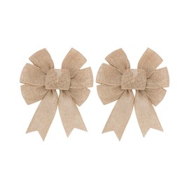 2pcs Small Burlap Bow Holiday Wreath Bow DIY Crafts Rustic Jute Bowknot Ornaments for Christmas Tree Topper Wedding Party Decorations