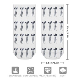 Xmkltbz 1 Pair Unisex Sock Short Socks, Compression Crew Knee High Short Athletic Soft Circulation Socks for Running Sports 8x3.7 in Print Watercolor Cow Head Portrait Black and White Farm Animal