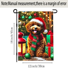 Christmas Dog Garden Flag 12x18, Puppy Santa Hat Holiday Double Sided