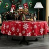 Round Christmas Tablecloth Winter Table Cloth with Snowflake Decorations, Heavy