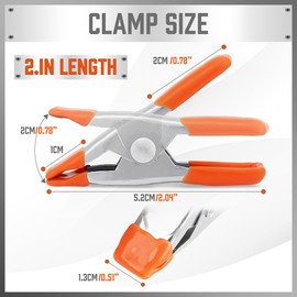 32-Piece 2 Inch Small Spring Clamps : Durable Mini Metal Clips with 2cm Jaw Opening, Spring Clips for Tarpaulin, Camping, Woodworking, Crafting & DIY Projects