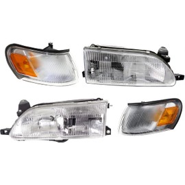 Garage-Pro Driver and Passenger Side Headlight Kit for Toyota Corolla 1993-1997 Halogen With bulb(s) W/Corner Light Replaces# 811101E221 811501A491 8162012600 8161012600